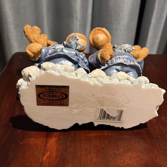 Anthropomorphic MOOSE figurine 2 Moose in sweater coat scarf stocking caps boots - Picture 7 of 10